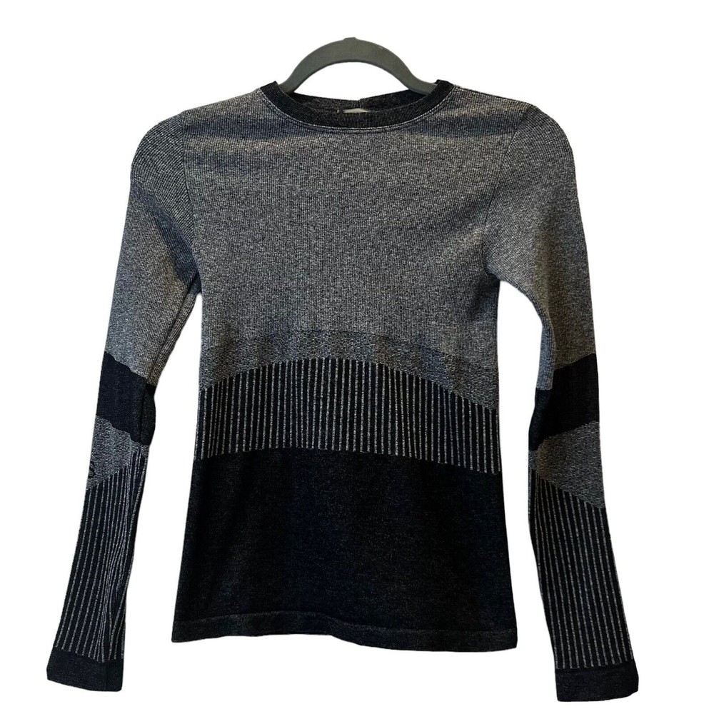 FIGS Seamless Underscrub Compression Long Sleeve Top Womens Black Gray Size XS/S